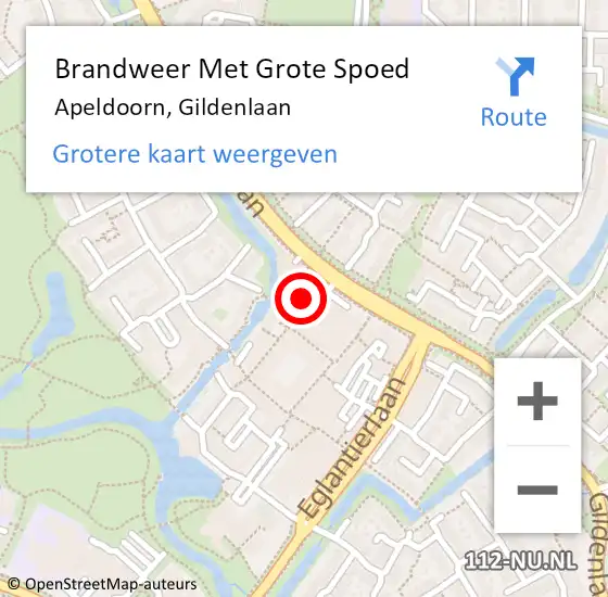 Locatie op kaart van de 112 melding: Brandweer Met Grote Spoed Naar Apeldoorn, Gildenlaan op 6 april 2024 18:47