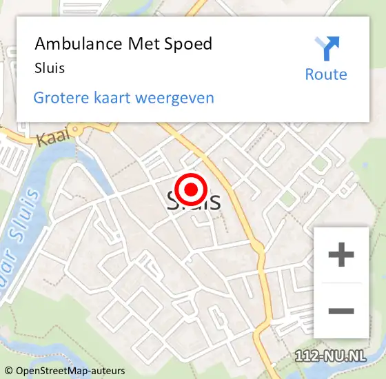Locatie op kaart van de 112 melding: Ambulance Met Spoed Naar Sluis op 6 april 2024 19:14