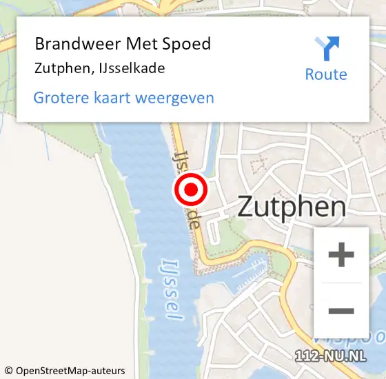 Locatie op kaart van de 112 melding: Brandweer Met Spoed Naar Zutphen, IJsselkade op 6 april 2024 19:20