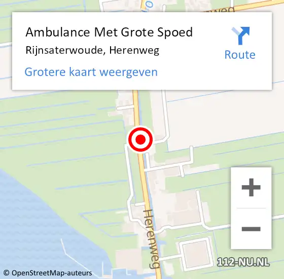 Locatie op kaart van de 112 melding: Ambulance Met Grote Spoed Naar Rijnsaterwoude, Herenweg op 6 april 2024 19:49
