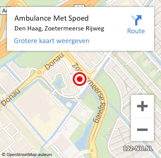 Locatie op kaart van de 112 melding: Ambulance Met Spoed Naar Den Haag, Zoetermeerse Rijweg op 6 april 2024 20:02