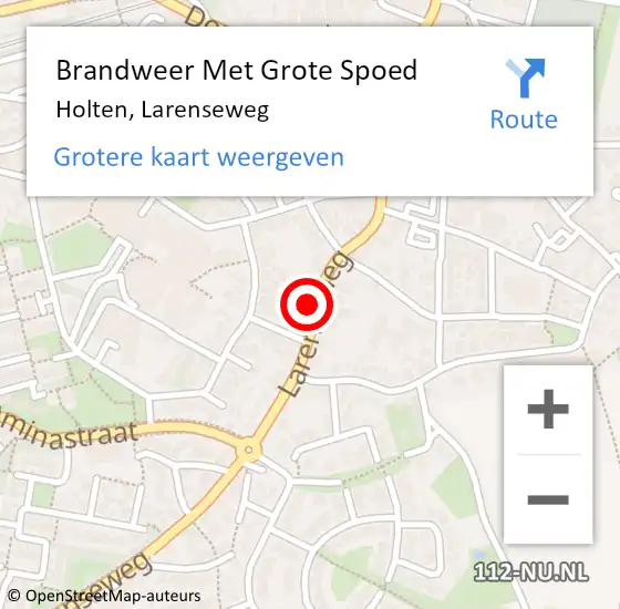 Locatie op kaart van de 112 melding: Brandweer Met Grote Spoed Naar Holten, Larenseweg op 6 april 2024 20:07