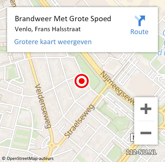 Locatie op kaart van de 112 melding: Brandweer Met Grote Spoed Naar Venlo, Frans Halsstraat op 6 april 2024 20:18