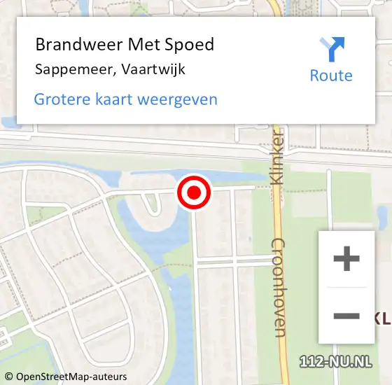 Locatie op kaart van de 112 melding: Brandweer Met Spoed Naar Sappemeer, Vaartwijk op 1 oktober 2014 15:52