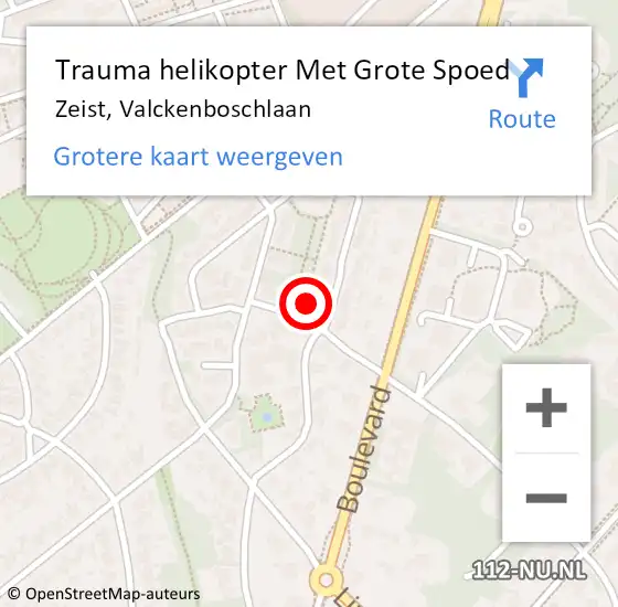 Locatie op kaart van de 112 melding: Trauma helikopter Met Grote Spoed Naar Zeist, Valckenboschlaan op 6 april 2024 20:41