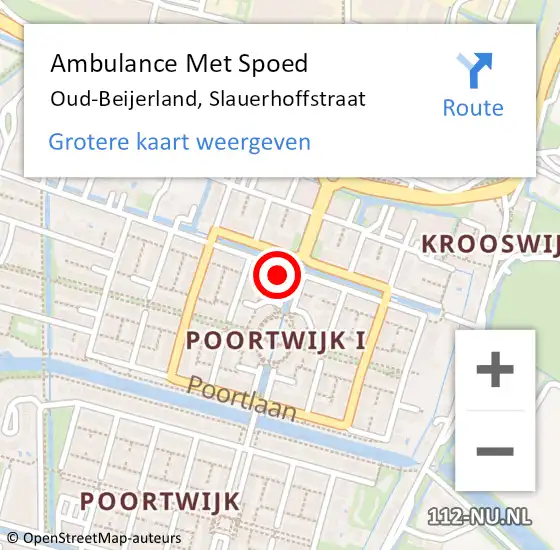 Locatie op kaart van de 112 melding: Ambulance Met Spoed Naar Oud-Beijerland, Slauerhoffstraat op 6 april 2024 20:55