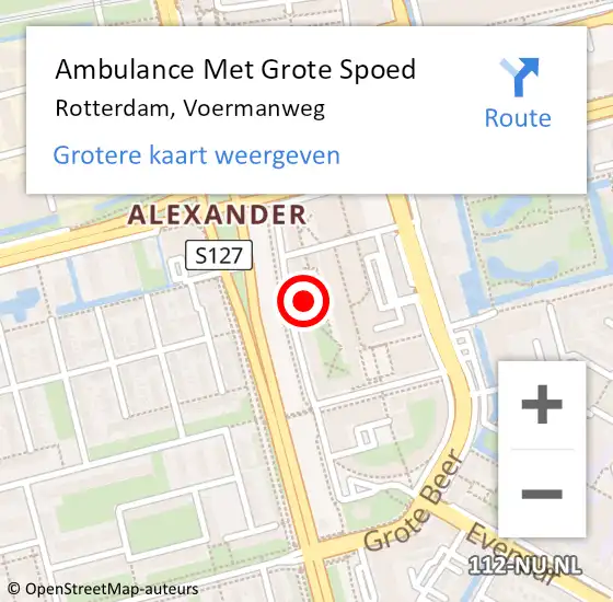 Locatie op kaart van de 112 melding: Ambulance Met Grote Spoed Naar Rotterdam, Voermanweg op 6 april 2024 21:10