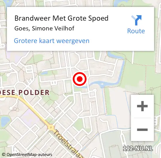 Locatie op kaart van de 112 melding: Brandweer Met Grote Spoed Naar Goes, Simone Veilhof op 6 april 2024 21:19