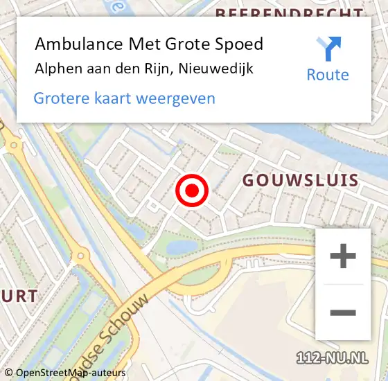 Locatie op kaart van de 112 melding: Ambulance Met Grote Spoed Naar Alphen aan den Rijn, Nieuwedijk op 6 april 2024 21:32