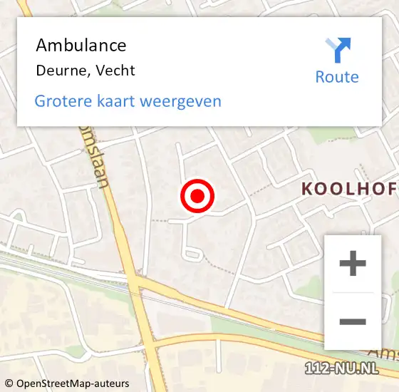 Locatie op kaart van de 112 melding: Ambulance Deurne, Vecht op 1 oktober 2014 15:57