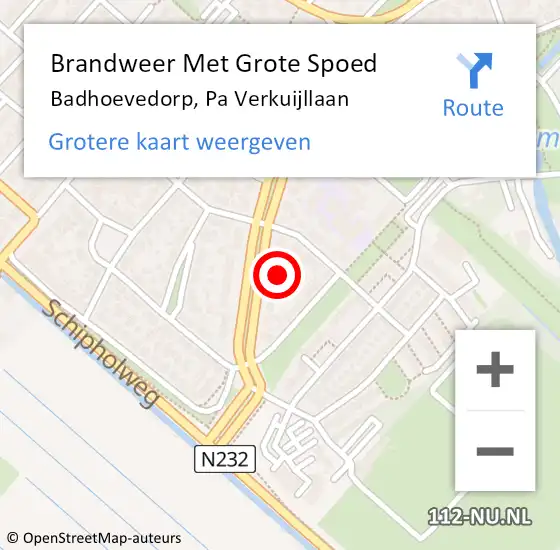 Locatie op kaart van de 112 melding: Brandweer Met Grote Spoed Naar Badhoevedorp, Pa Verkuijllaan op 6 april 2024 21:56