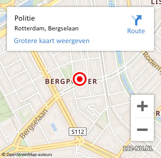 Locatie op kaart van de 112 melding: Politie Rotterdam, Bergselaan op 6 april 2024 22:07