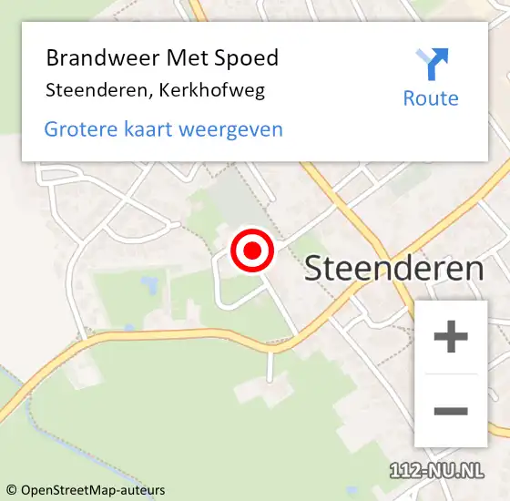 Locatie op kaart van de 112 melding: Brandweer Met Spoed Naar Steenderen, Kerkhofweg op 6 april 2024 22:48