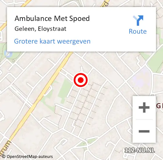 Locatie op kaart van de 112 melding: Ambulance Met Spoed Naar Geleen, Eloystraat op 1 oktober 2014 16:02