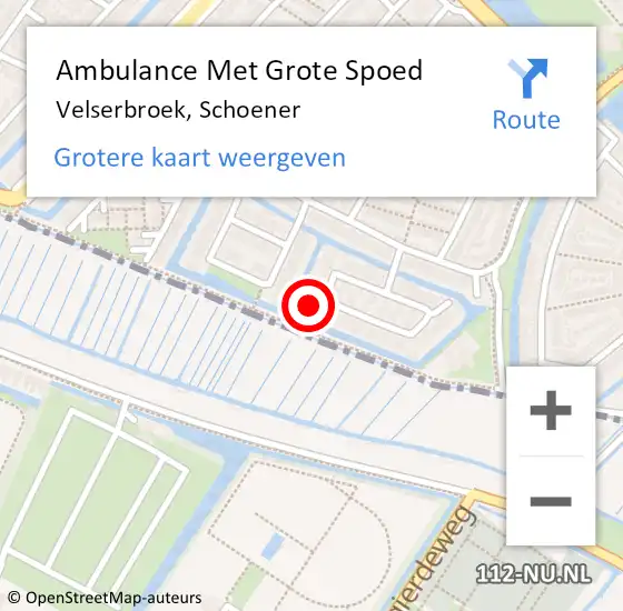 Locatie op kaart van de 112 melding: Ambulance Met Grote Spoed Naar Velserbroek, Schoener op 6 april 2024 22:53