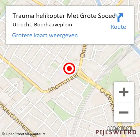 Locatie op kaart van de 112 melding: Trauma helikopter Met Grote Spoed Naar Utrecht, Boerhaaveplein op 6 april 2024 23:49