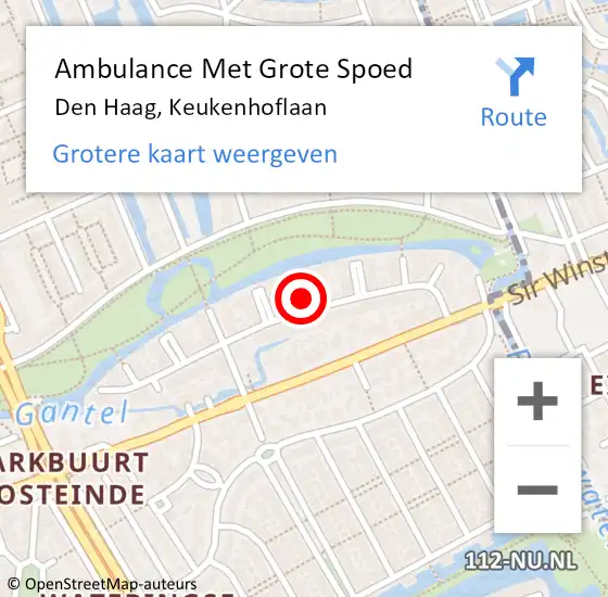 Locatie op kaart van de 112 melding: Ambulance Met Grote Spoed Naar Den Haag, Keukenhoflaan op 6 april 2024 23:53