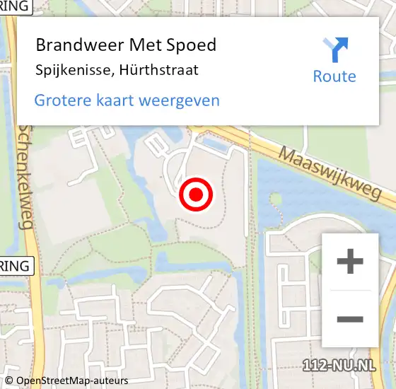 Locatie op kaart van de 112 melding: Brandweer Met Spoed Naar Spijkenisse, Hürthstraat op 7 april 2024 00:20