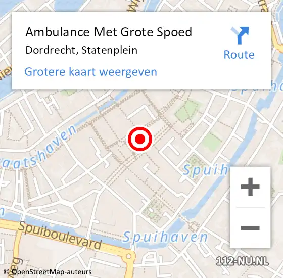 Locatie op kaart van de 112 melding: Ambulance Met Grote Spoed Naar Dordrecht, Statenplein op 7 april 2024 00:49