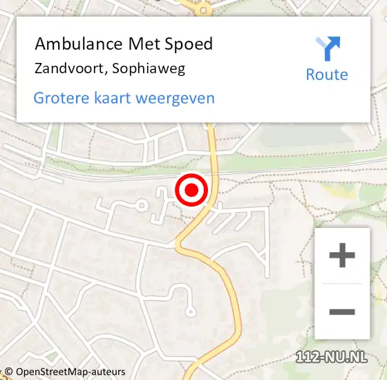 Locatie op kaart van de 112 melding: Ambulance Met Spoed Naar Zandvoort, Sophiaweg op 7 april 2024 01:12