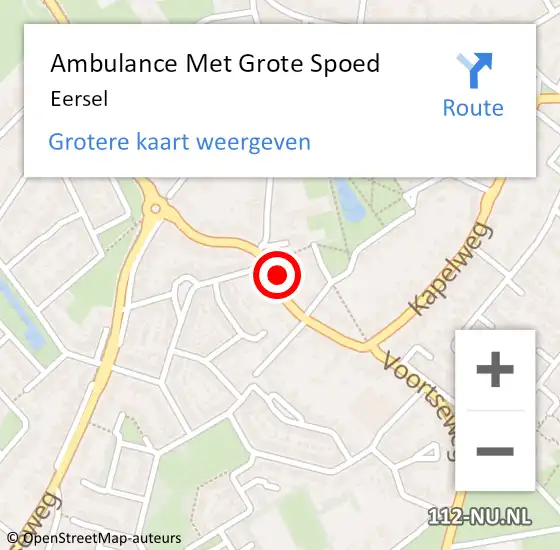 Locatie op kaart van de 112 melding: Ambulance Met Grote Spoed Naar Eersel op 7 april 2024 01:20