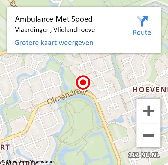 Locatie op kaart van de 112 melding: Ambulance Met Spoed Naar Vlaardingen, Vlielandhoeve op 7 april 2024 01:23