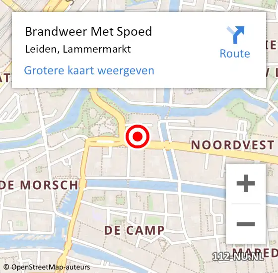 Locatie op kaart van de 112 melding: Brandweer Met Spoed Naar Leiden, Lammermarkt op 7 april 2024 01:23