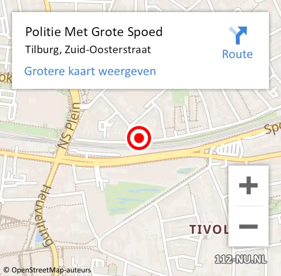 Locatie op kaart van de 112 melding: Politie Met Grote Spoed Naar Tilburg, Zuid-Oosterstraat op 7 april 2024 01:25