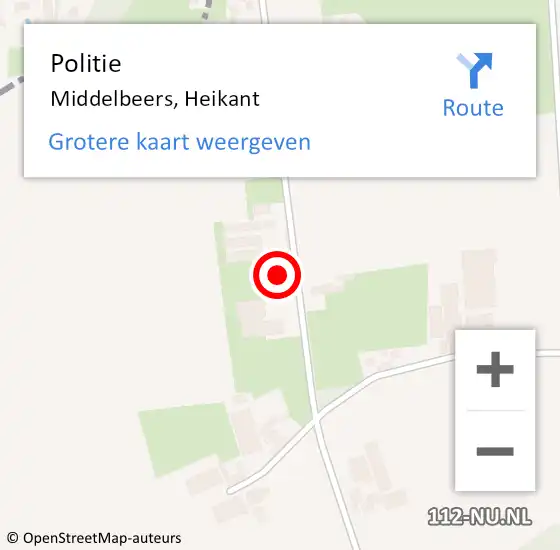 Locatie op kaart van de 112 melding: Politie Middelbeers, Heikant op 7 april 2024 01:32