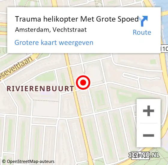 Locatie op kaart van de 112 melding: Trauma helikopter Met Grote Spoed Naar Amsterdam, Vechtstraat op 7 april 2024 01:37