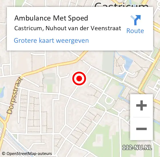 Locatie op kaart van de 112 melding: Ambulance Met Spoed Naar Castricum, Nuhout van der Veenstraat op 7 april 2024 01:39