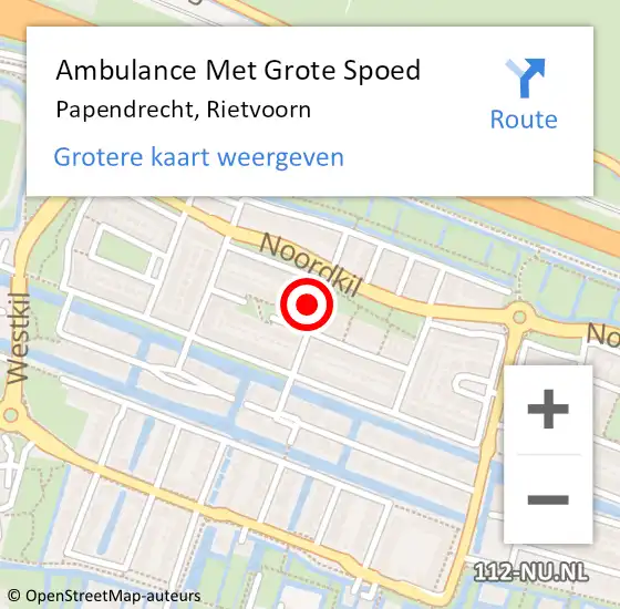 Locatie op kaart van de 112 melding: Ambulance Met Grote Spoed Naar Papendrecht, Rietvoorn op 7 april 2024 02:02