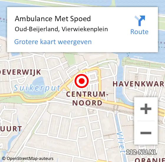 Locatie op kaart van de 112 melding: Ambulance Met Spoed Naar Oud-Beijerland, Vierwiekenplein op 7 april 2024 03:04