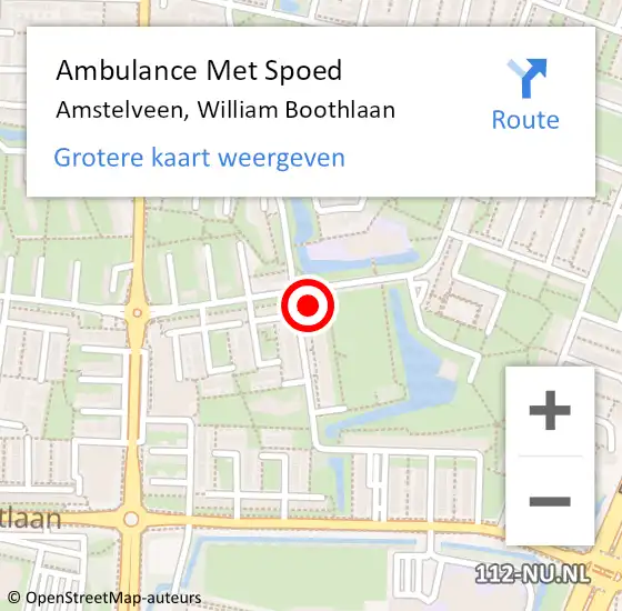 Locatie op kaart van de 112 melding: Ambulance Met Spoed Naar Amstelveen, William Boothlaan op 7 april 2024 03:45