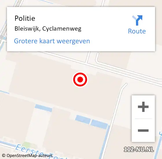 Locatie op kaart van de 112 melding: Politie Bleiswijk, Cyclamenweg op 7 april 2024 04:03