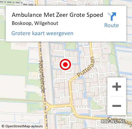 Locatie op kaart van de 112 melding: Ambulance Met Zeer Grote Spoed Naar Boskoop, Wilgehout op 7 april 2024 04:16