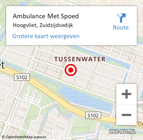 Locatie op kaart van de 112 melding: Ambulance Met Spoed Naar Hoogvliet, Zuidzijdsedijk op 7 april 2024 04:19