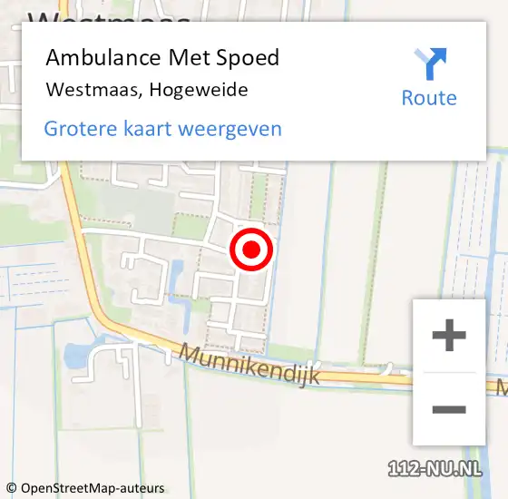 Locatie op kaart van de 112 melding: Ambulance Met Spoed Naar Westmaas, Hogeweide op 7 april 2024 04:48