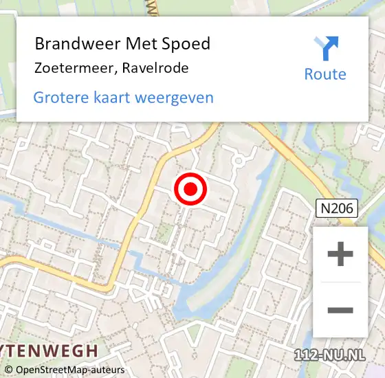 Locatie op kaart van de 112 melding: Brandweer Met Spoed Naar Zoetermeer, Ravelrode op 7 april 2024 04:50