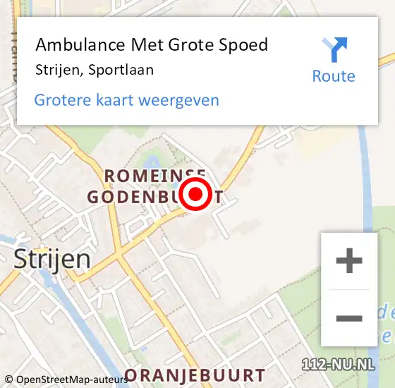 Locatie op kaart van de 112 melding: Ambulance Met Grote Spoed Naar Strijen, Sportlaan op 7 april 2024 05:01