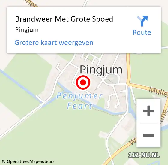 Locatie op kaart van de 112 melding: Brandweer Met Grote Spoed Naar Pingjum op 7 april 2024 05:04