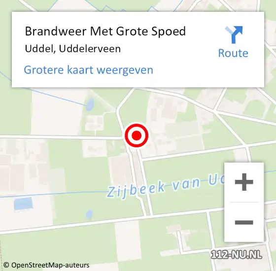 Locatie op kaart van de 112 melding: Brandweer Met Grote Spoed Naar Uddel, Uddelerveen op 7 april 2024 05:22