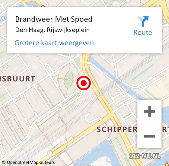 Locatie op kaart van de 112 melding: Brandweer Met Spoed Naar Den Haag, Rijswijkseplein op 7 april 2024 05:48