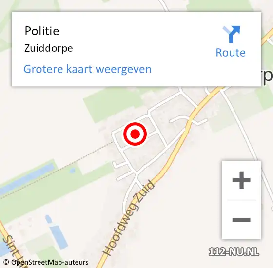 Locatie op kaart van de 112 melding: Politie Zuiddorpe op 7 april 2024 08:00