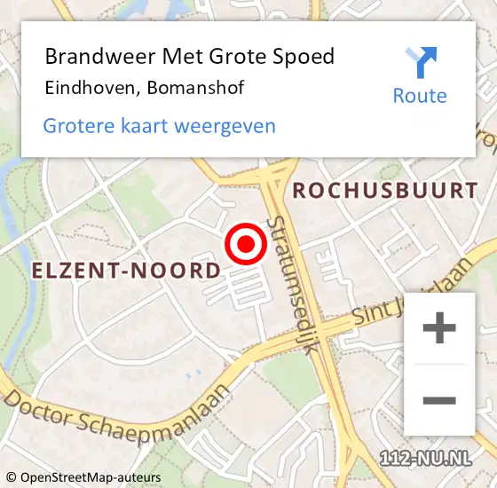 Locatie op kaart van de 112 melding: Brandweer Met Grote Spoed Naar Eindhoven, Bomanshof op 7 april 2024 09:38