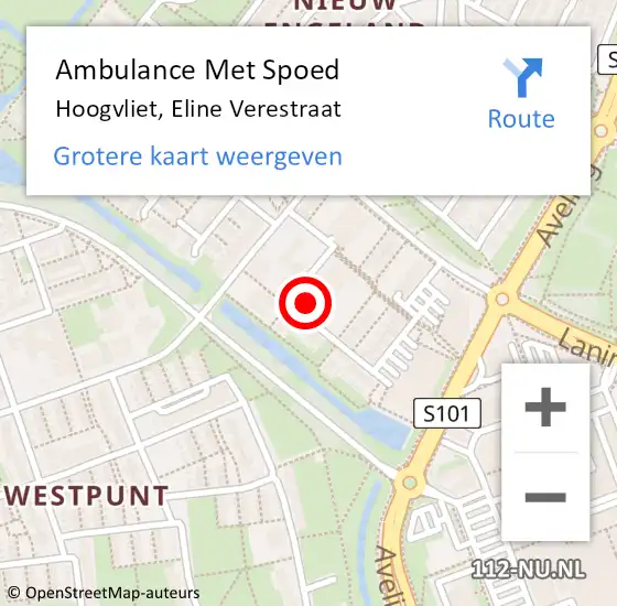 Locatie op kaart van de 112 melding: Ambulance Met Spoed Naar Hoogvliet, Eline Verestraat op 7 april 2024 10:10