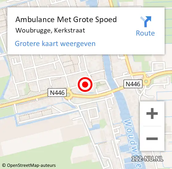 Locatie op kaart van de 112 melding: Ambulance Met Grote Spoed Naar Woubrugge, Kerkstraat op 7 april 2024 10:21