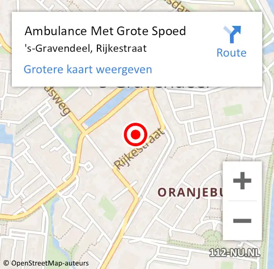 Locatie op kaart van de 112 melding: Ambulance Met Grote Spoed Naar 's-Gravendeel, Rijkestraat op 7 april 2024 10:25