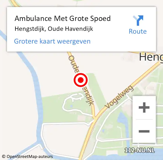 Locatie op kaart van de 112 melding: Ambulance Met Grote Spoed Naar Hengstdijk, Oude Havendijk op 1 oktober 2014 16:37