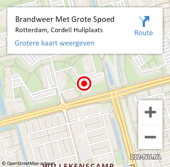Locatie op kaart van de 112 melding: Brandweer Met Grote Spoed Naar Rotterdam, Cordell Hullplaats op 7 april 2024 11:01
